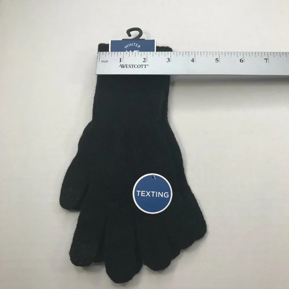 Winter Essentials Women's One Size Black Texting Elongated Gloves New